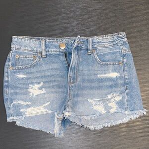 American Eagle Outfitters Blue Distressed Jean Shorts